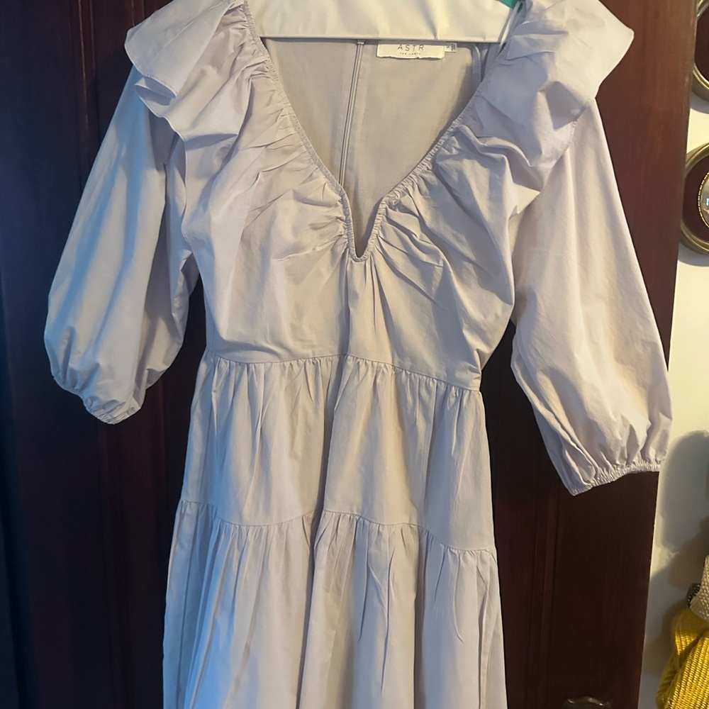 Ruffled V-Neck Dress in Light Blue